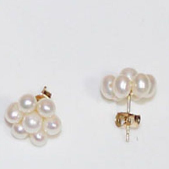 8.5 TCW CULTURED PEARL FLOWER EARRINGS IN 14K YELLOW GOLD - Picture 5 of 8